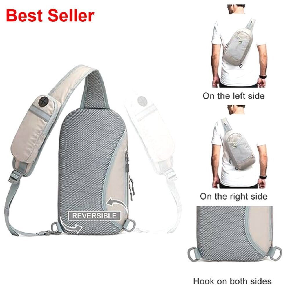 RFID Blocking Sling Bag Crossbody Backpack Daypack Chest Bag - Picture 5 of 6